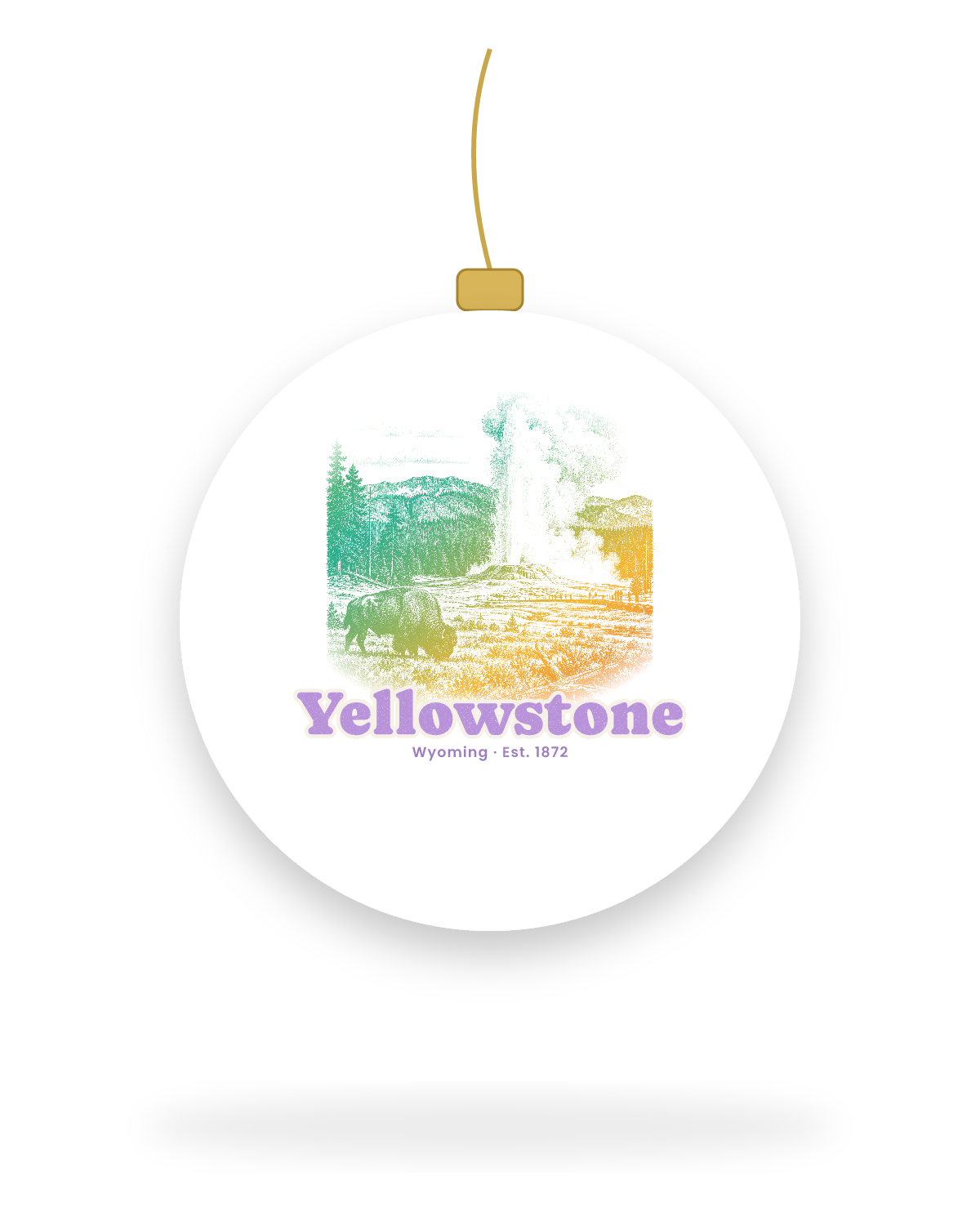 Yellowstone Old Faithful Ceramic Ornament in White