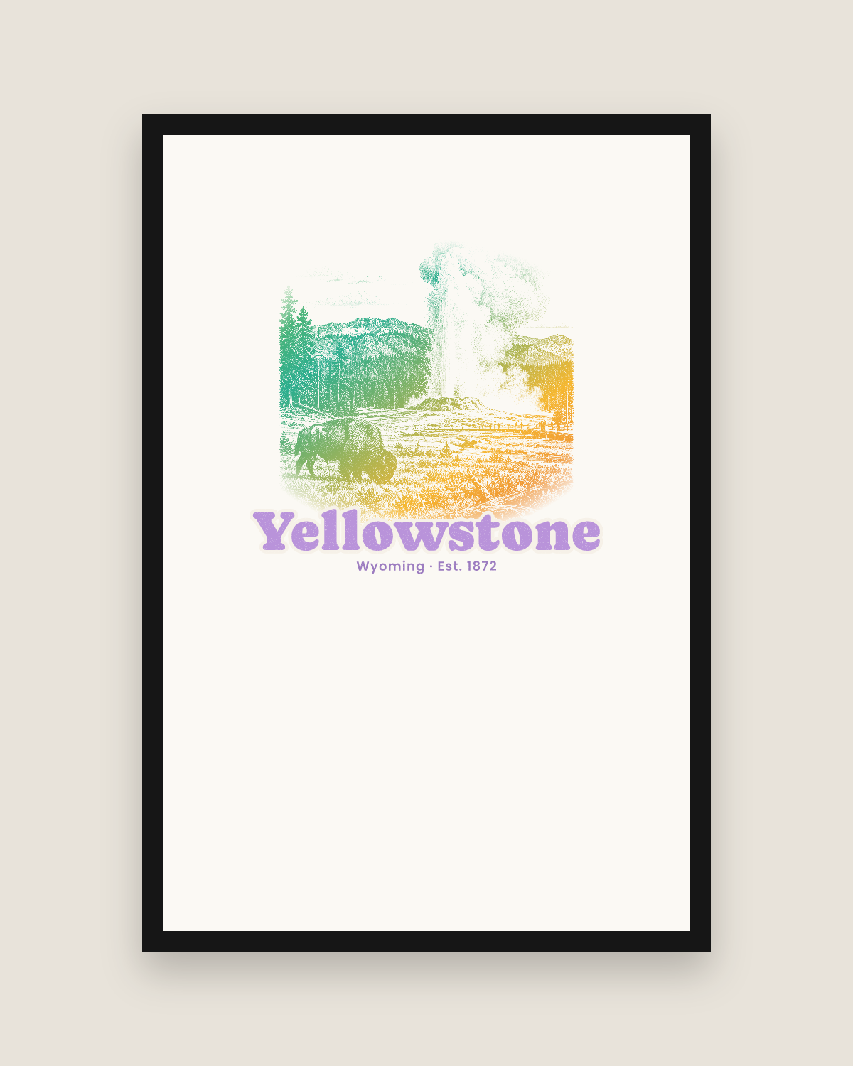 Yellowstone Old Faithful Matte Poster in White