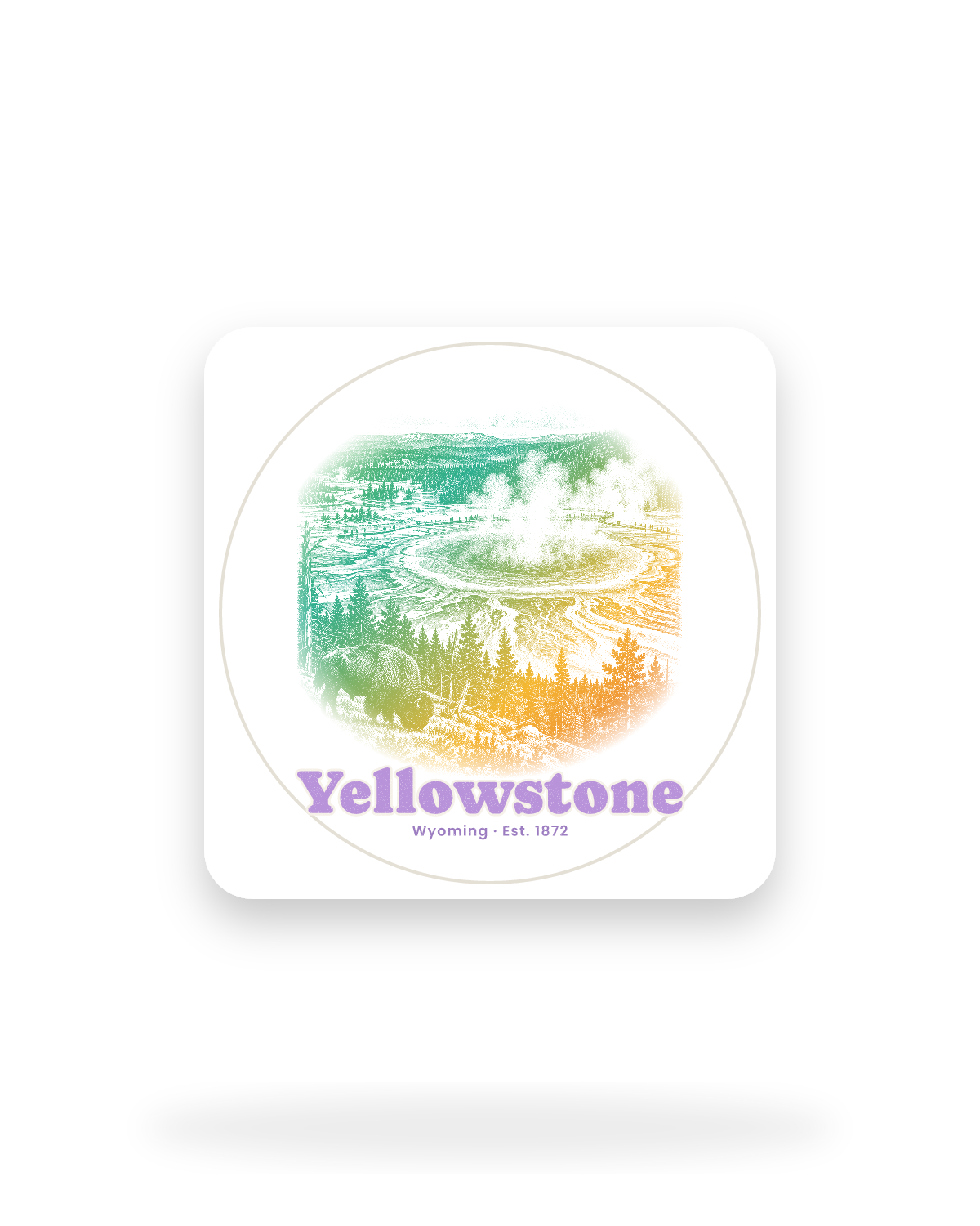Yellowstone Grand Prismatic Kiss-Cut Sticker in White