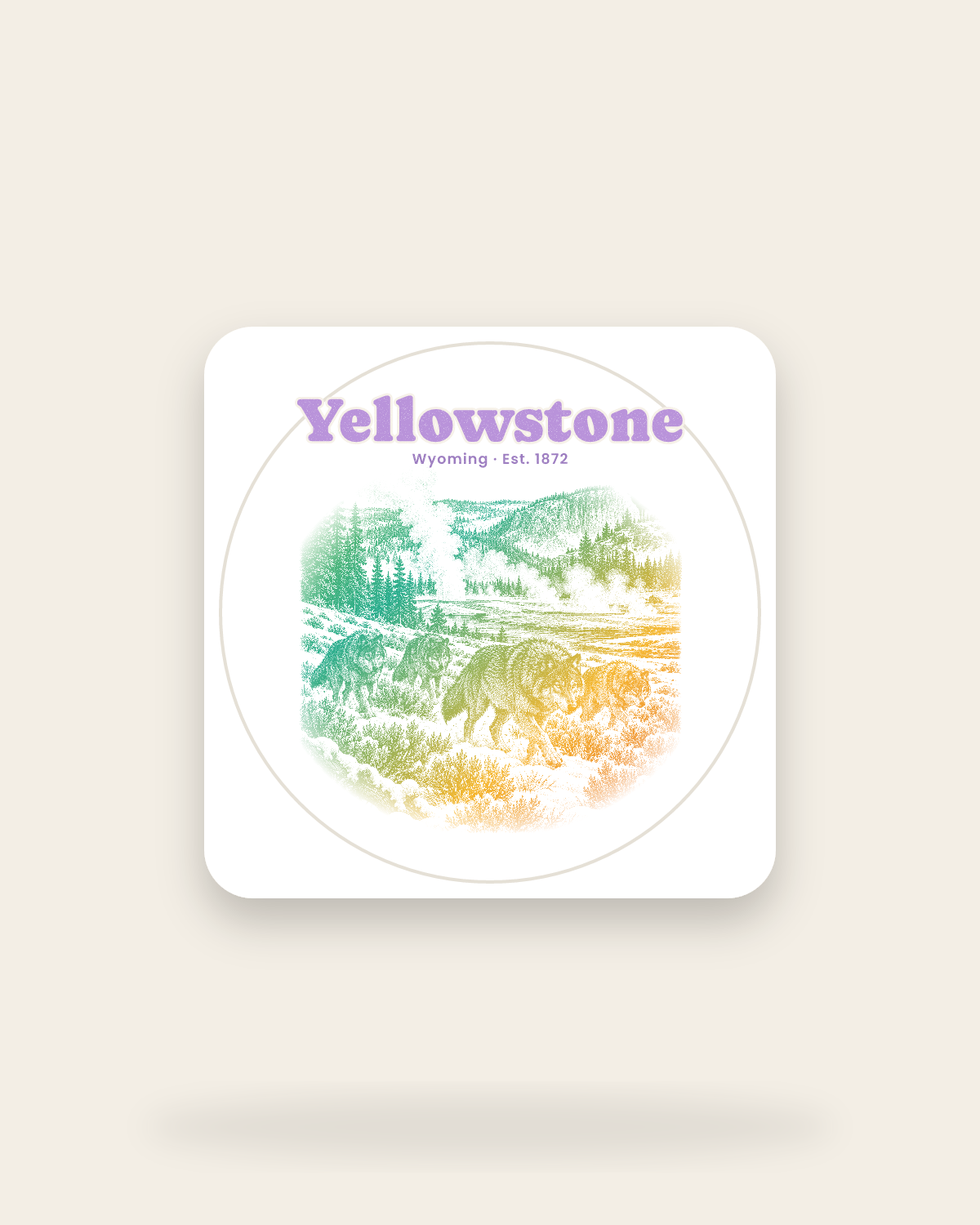 Yellowstone Lamar Valley Wolves Kiss-Cut Sticker in White