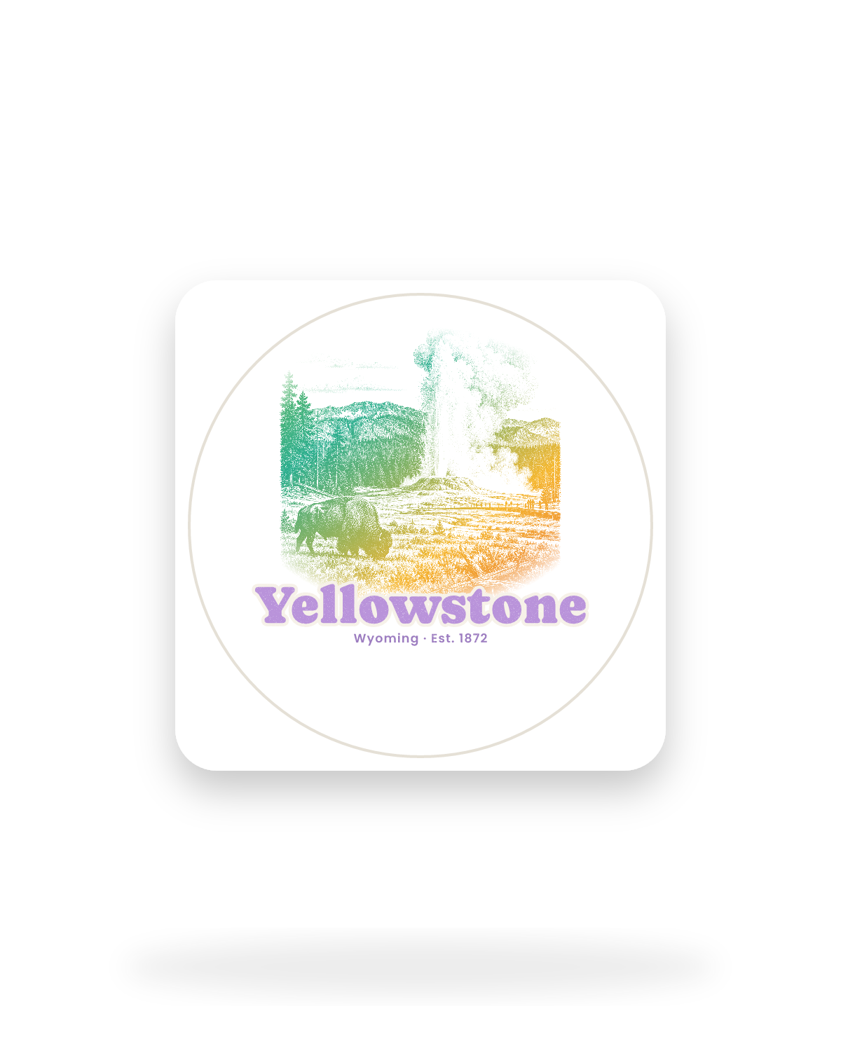 Yellowstone Old Faithful Kiss-Cut Sticker in White
