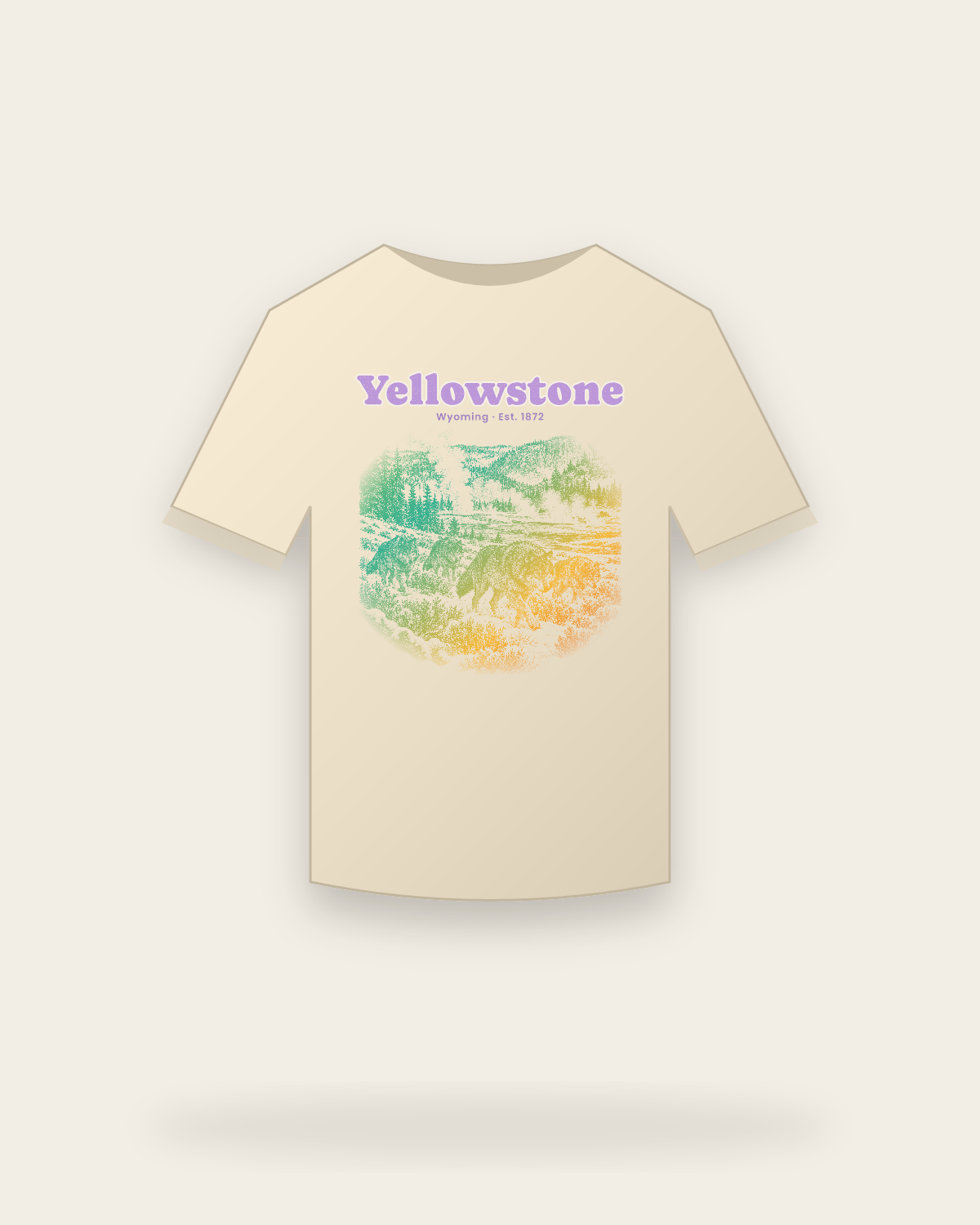 Yellowstone Lamar Valley Wolves Classic Tee in Natural