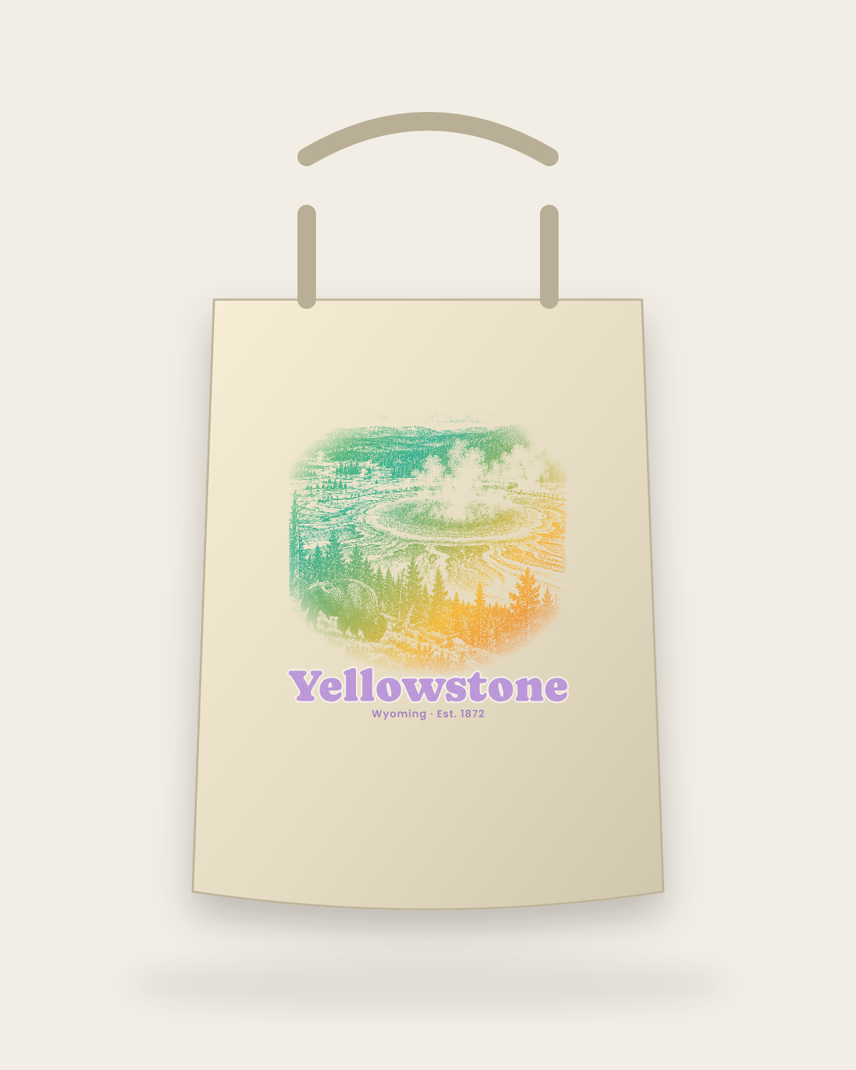 Yellowstone Grand Prismatic Canvas Tote in Beige