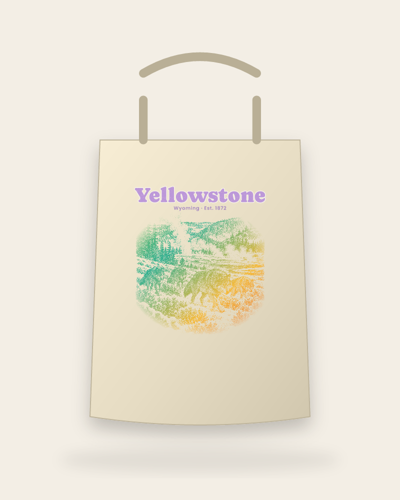 Yellowstone Lamar Valley Wolves Canvas Tote
