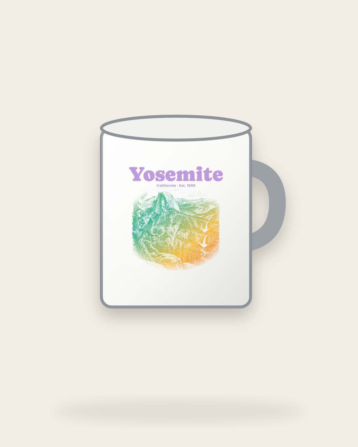 Yosemite Half Dome Enamel Camp Mug in White