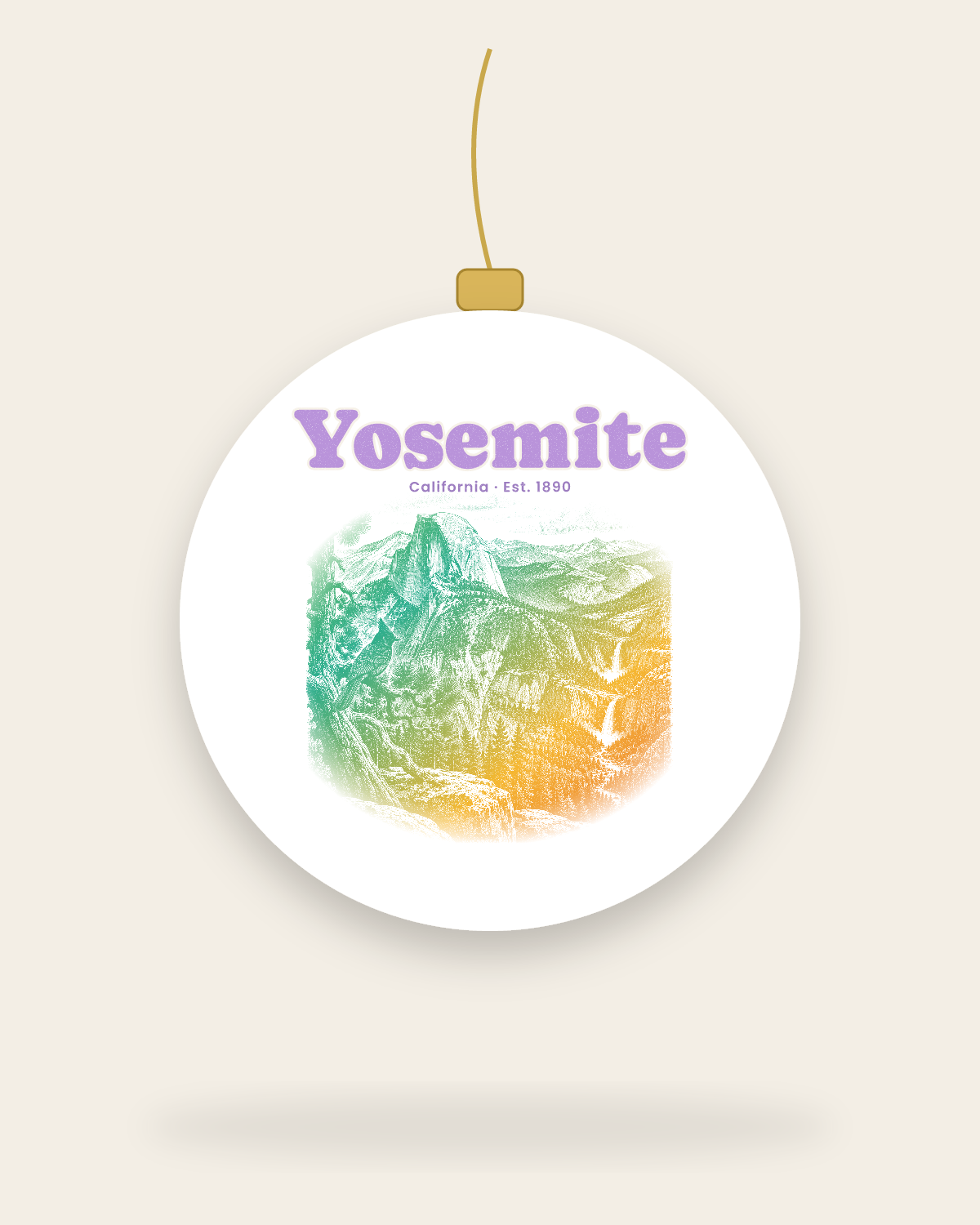 Yosemite Half Dome Ceramic Ornament in White