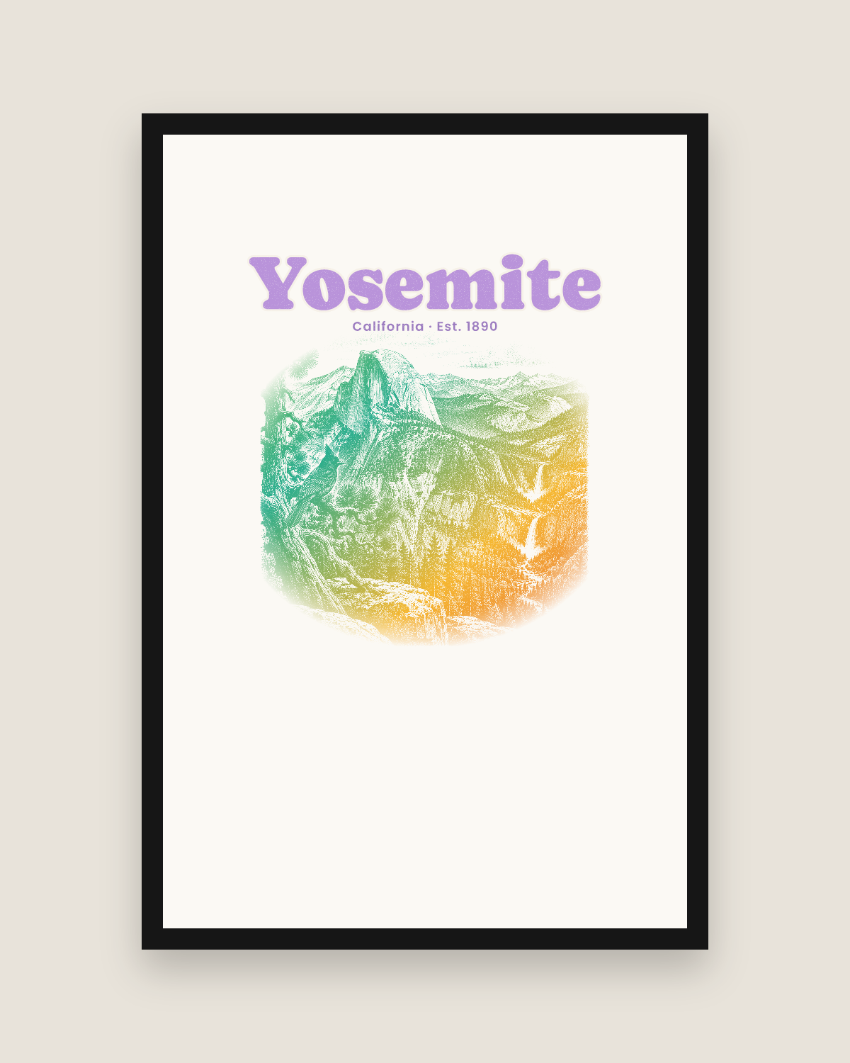 Yosemite Half Dome Matte Poster in White