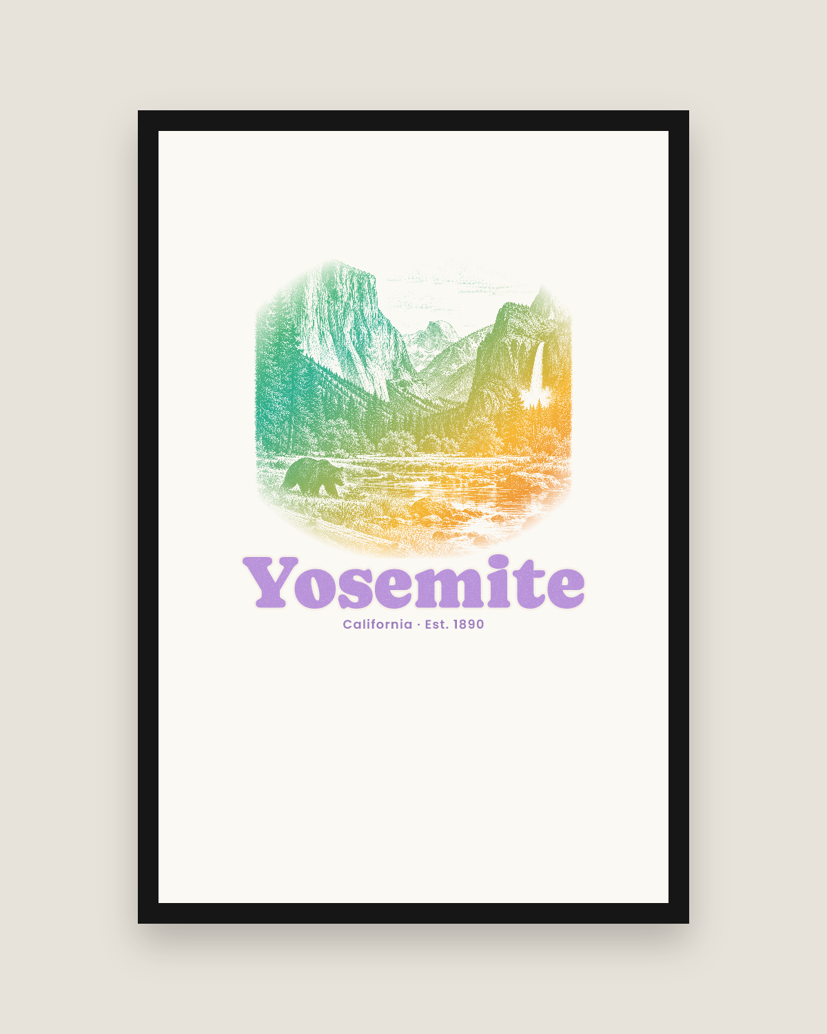 Yosemite Tunnel View Matte Poster in White
