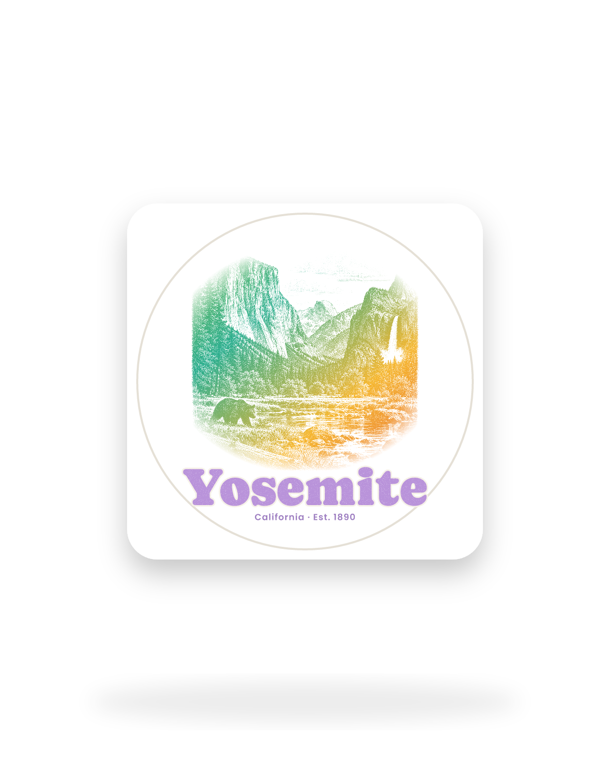 Yosemite Tunnel View Kiss-Cut Sticker in White