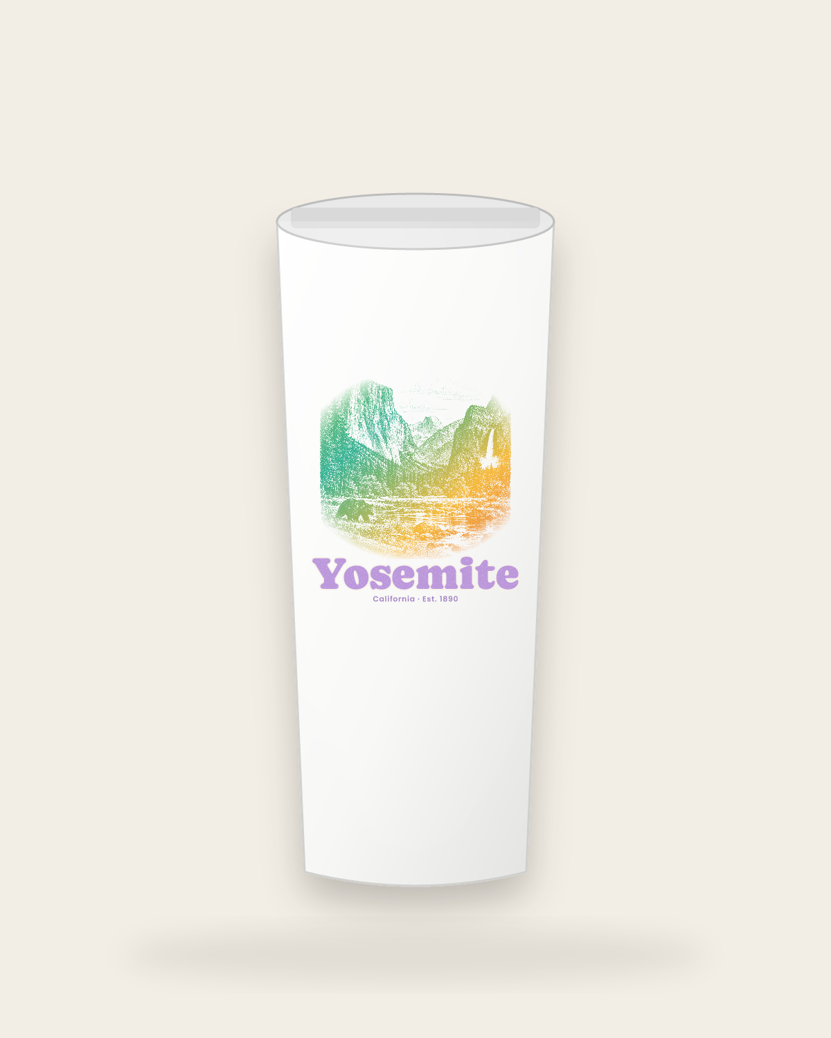 Yosemite Tunnel View Insulated Tumbler 20oz in White
