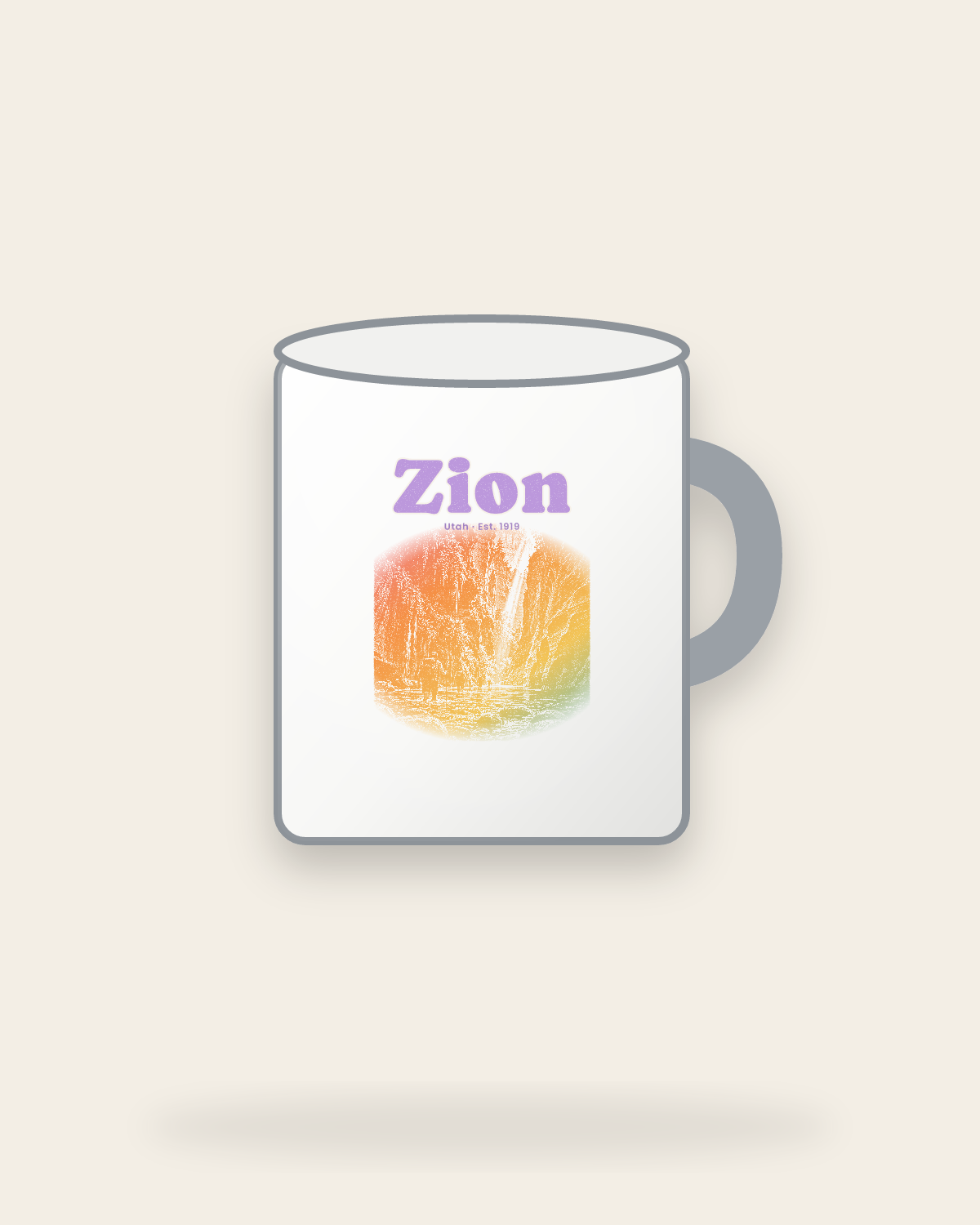 Zion The Narrows Enamel Camp Mug in White