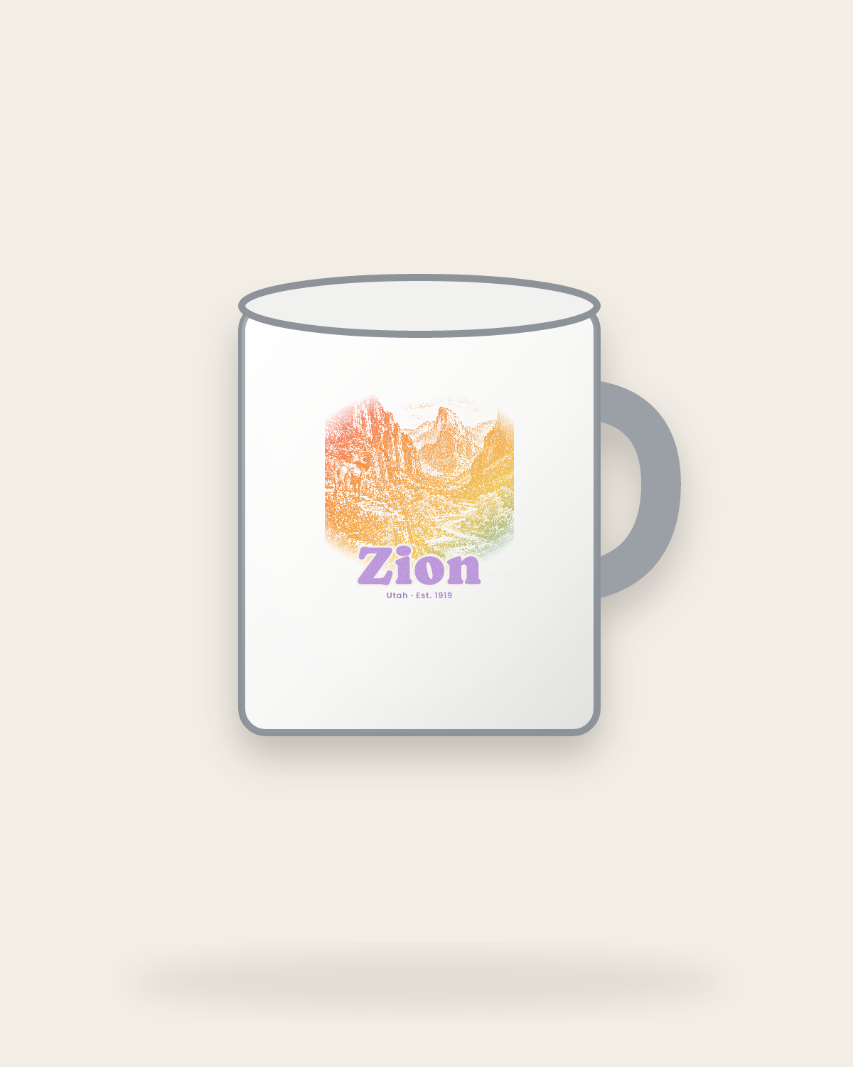 Zion Zion Canyon Enamel Camp Mug in White