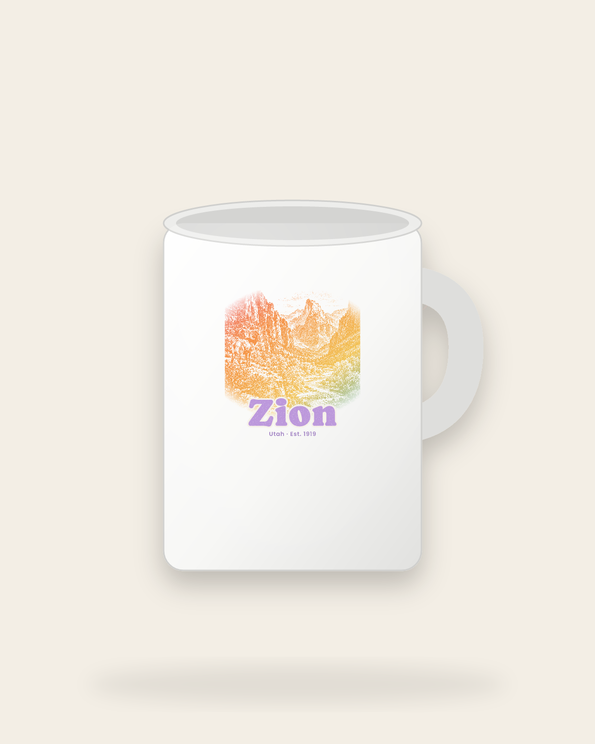 Zion Zion Canyon Ceramic Mug 15oz in White