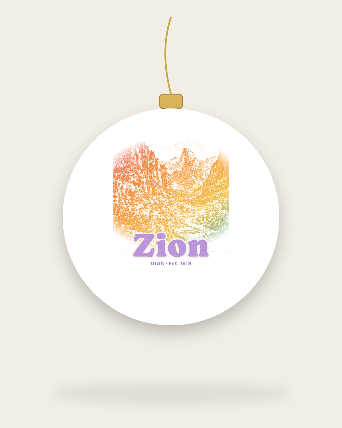 Zion Zion Canyon Ceramic Ornament in White