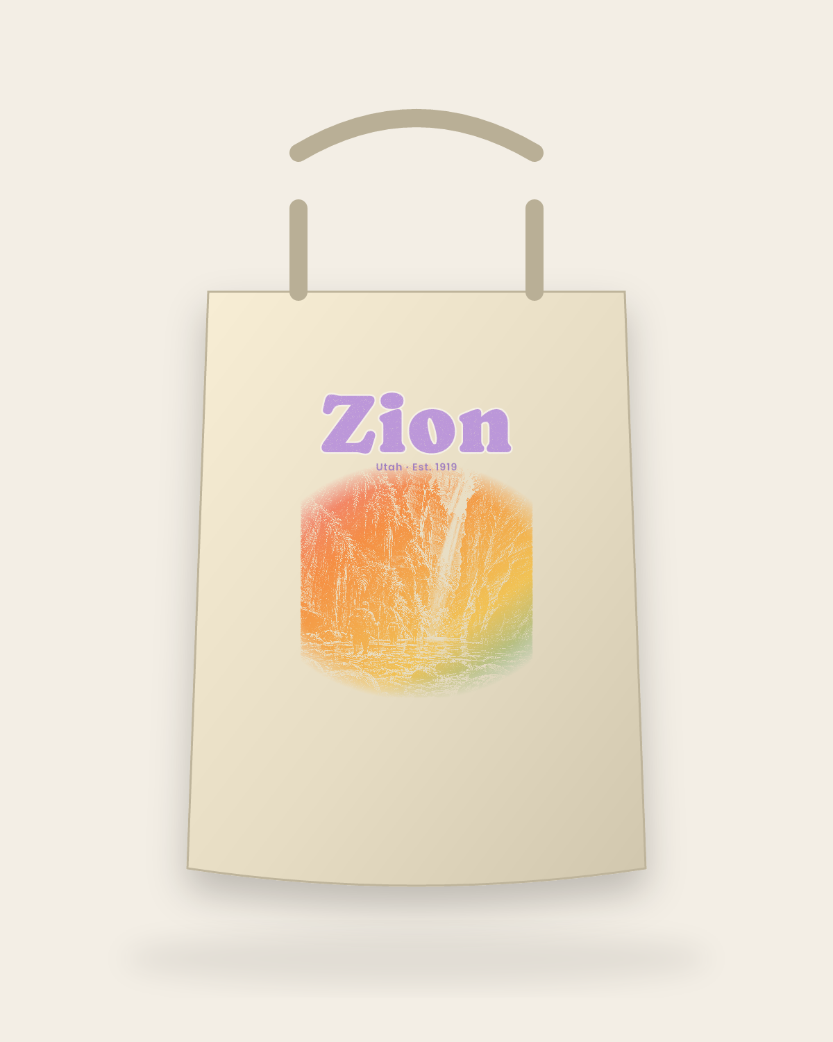 Zion The Narrows Canvas Tote in Beige