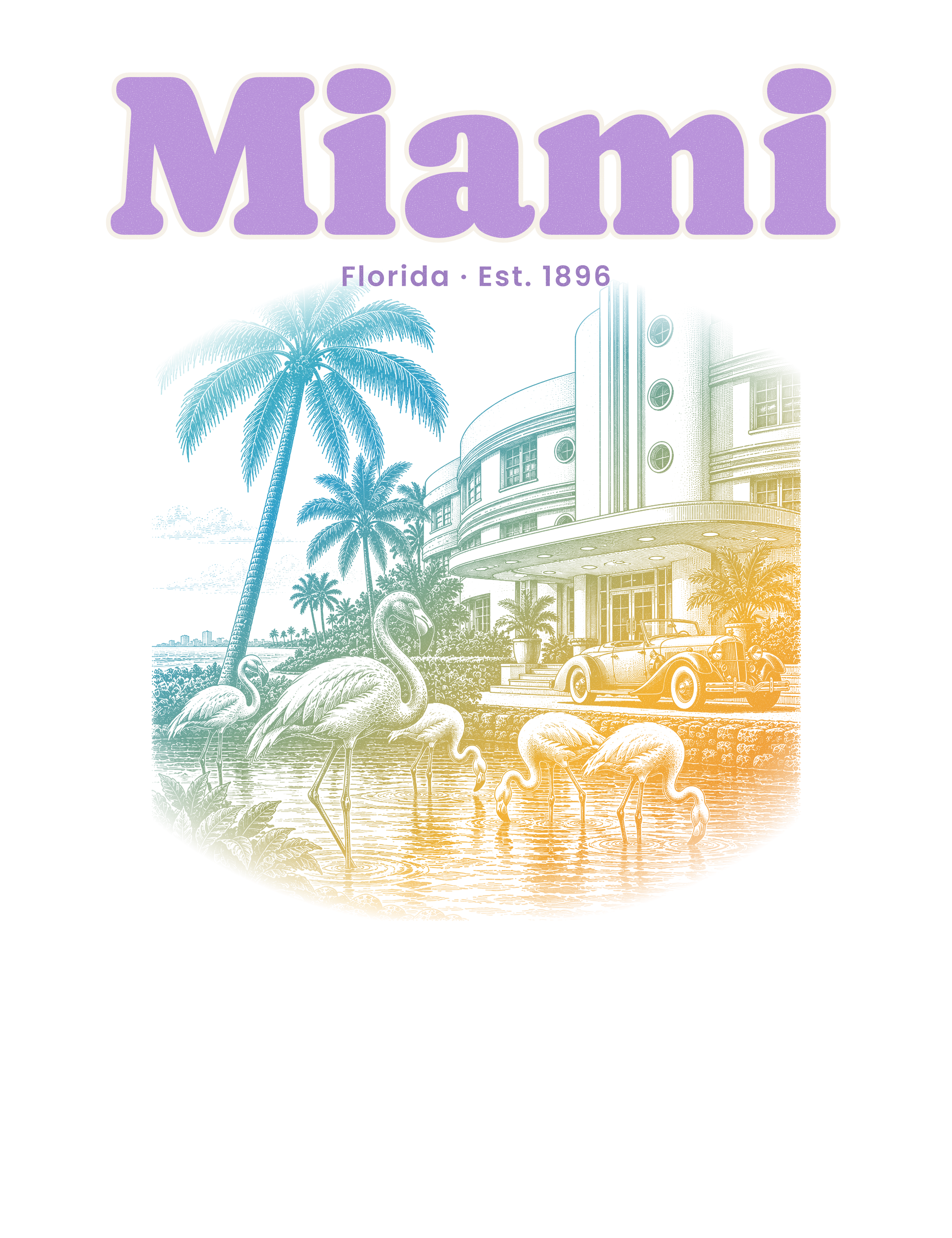 Miami Art Deco Flamingos artwork
