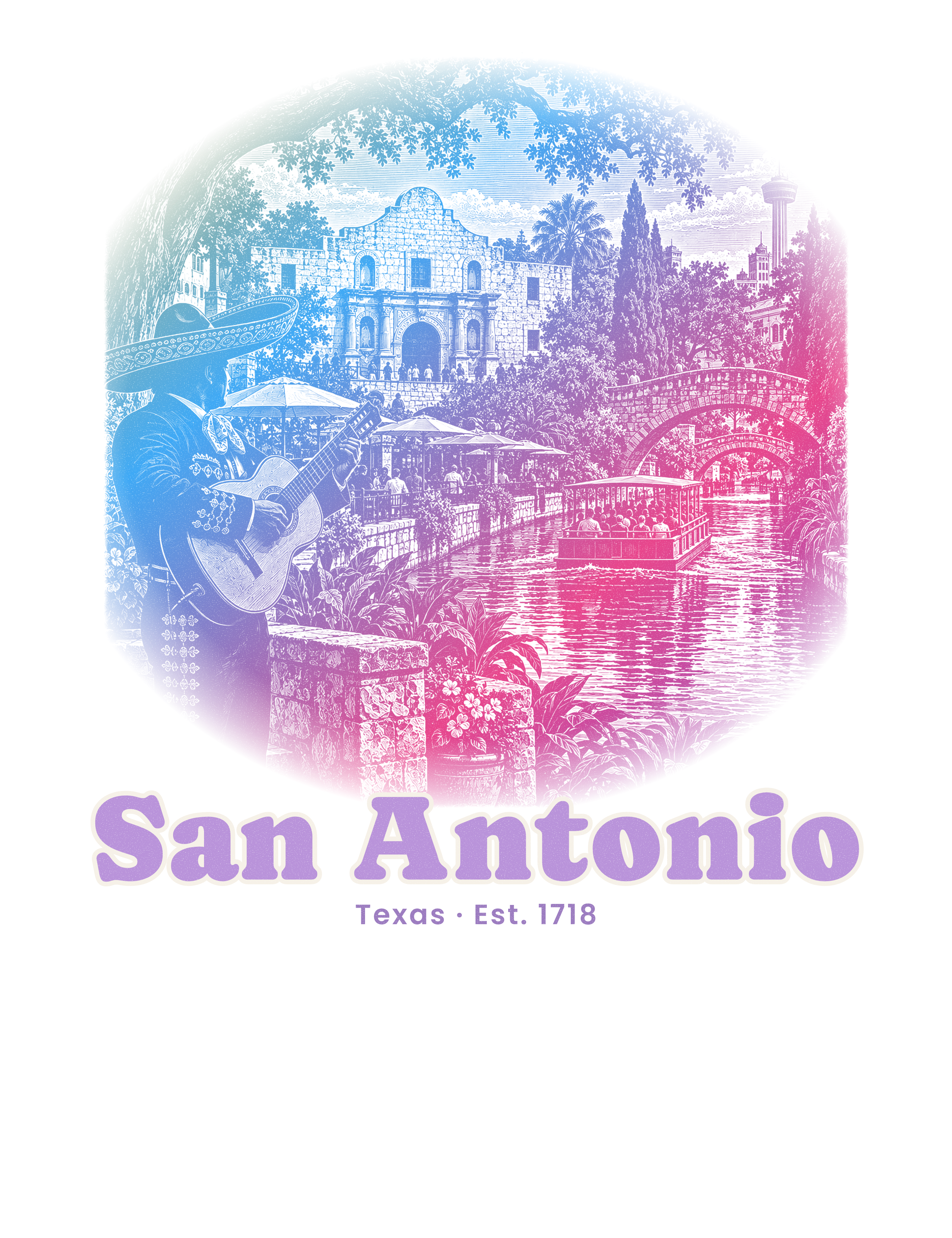 San Antonio Mission & River Walk artwork